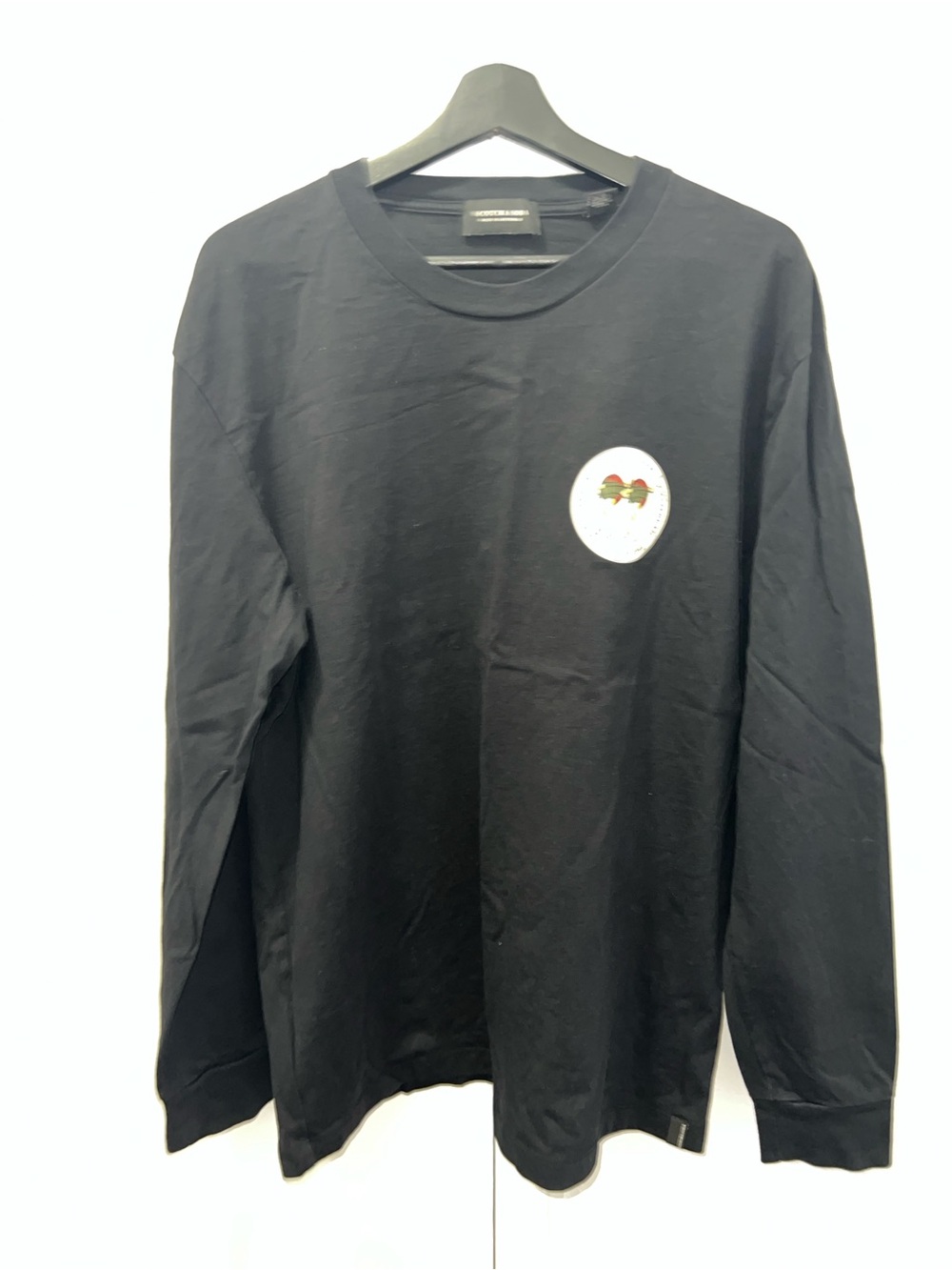 Scotch & Soda Black Long-Sleeve Tee with Small Chest Patch